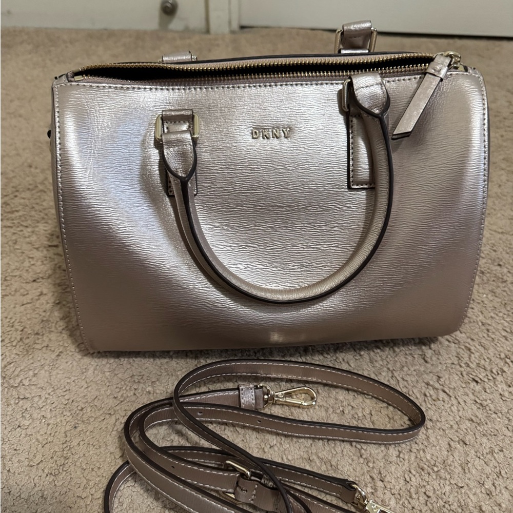 DKNY Metallic Rose Gold Satchel with Removable Strap